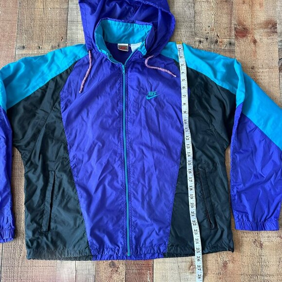 Vintage Nike Windbreaker Jacket Size XL - Purple Blue & Black - 90s Retro Style - Picture 7 of 10